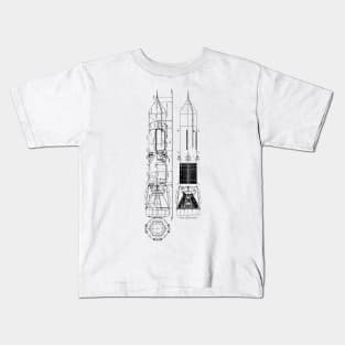 Sea Dragon Blueprint Black Kids T-Shirt